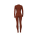 Women's Sexy Solid Color Metal Chain Long Sleeve Jumpsuit